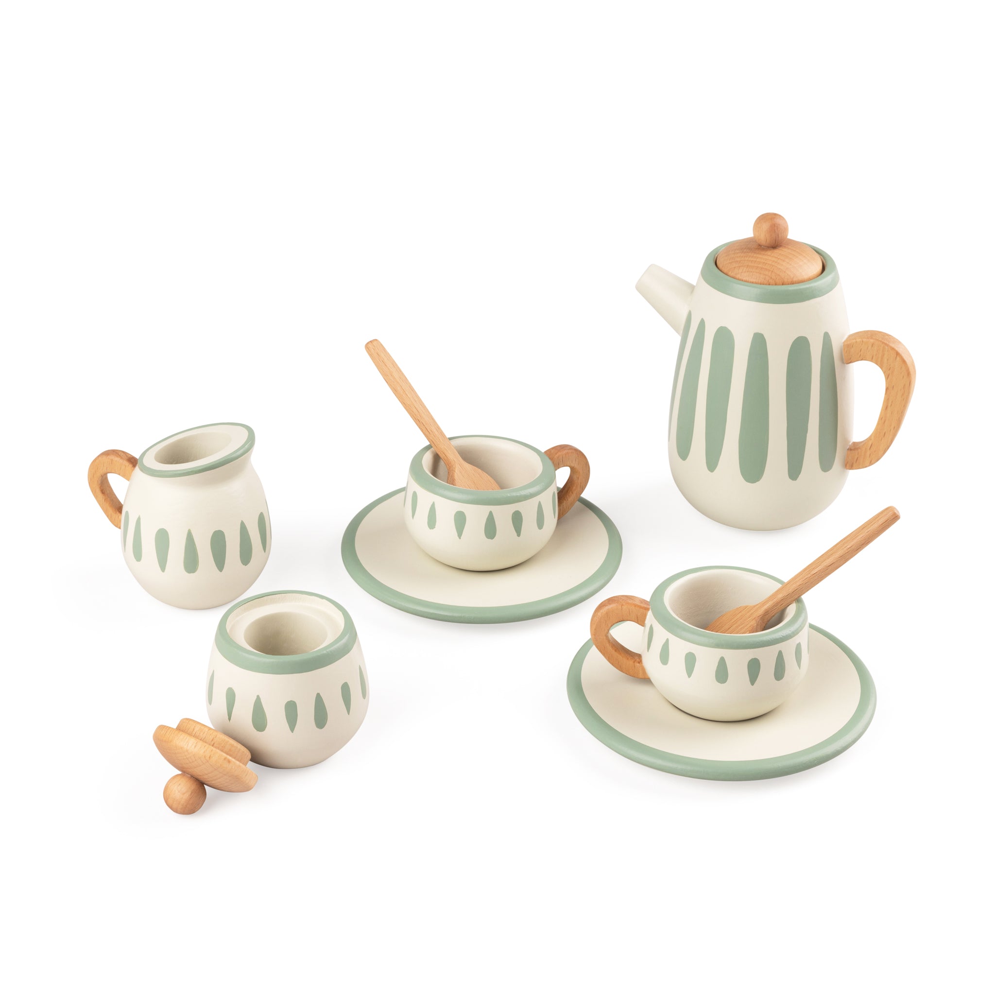 Wooden Tea set Sebra Play Classic white Sage green sebra interior