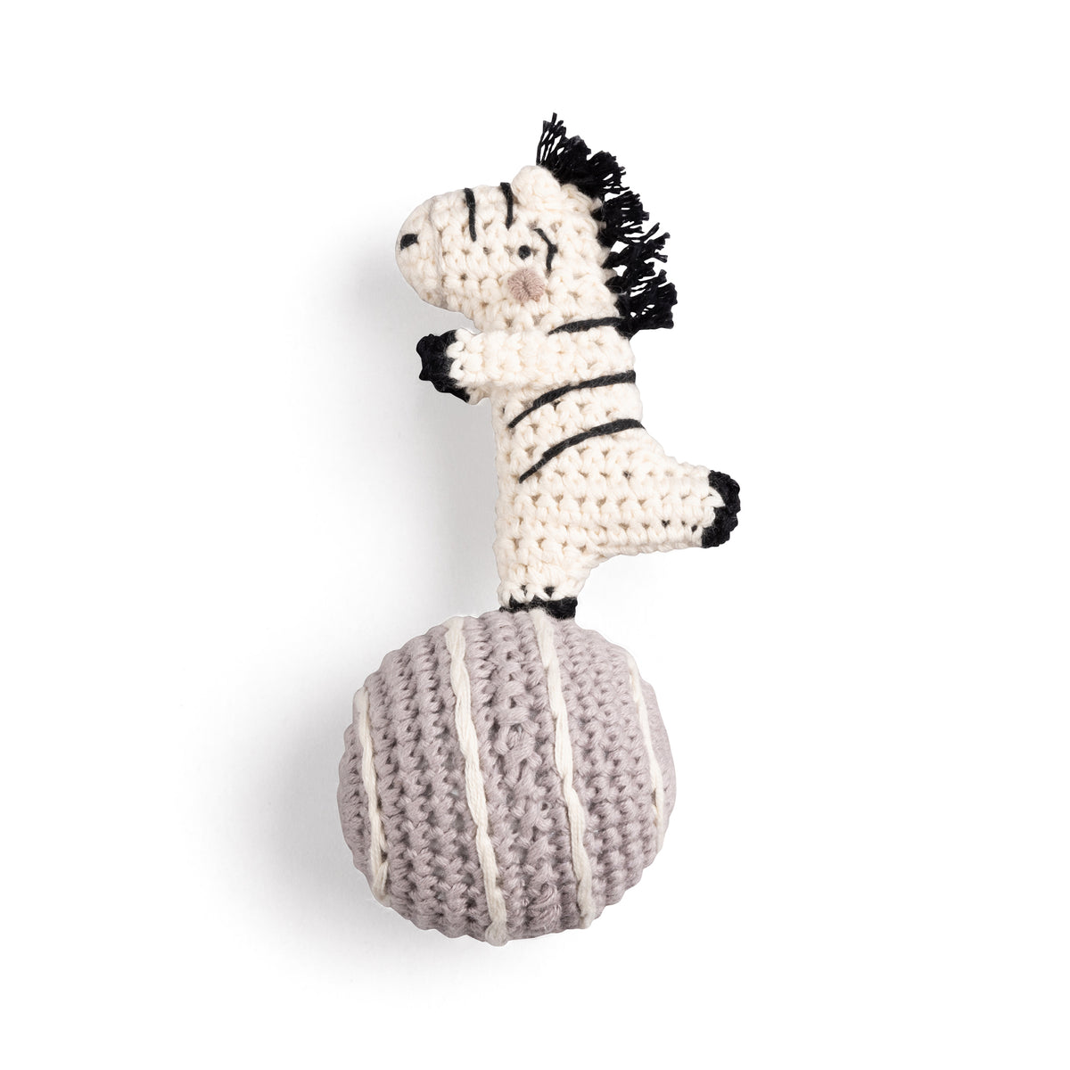 Crochet rattle, Zebra - Sebra Play - Lilac – sebra-interior.com