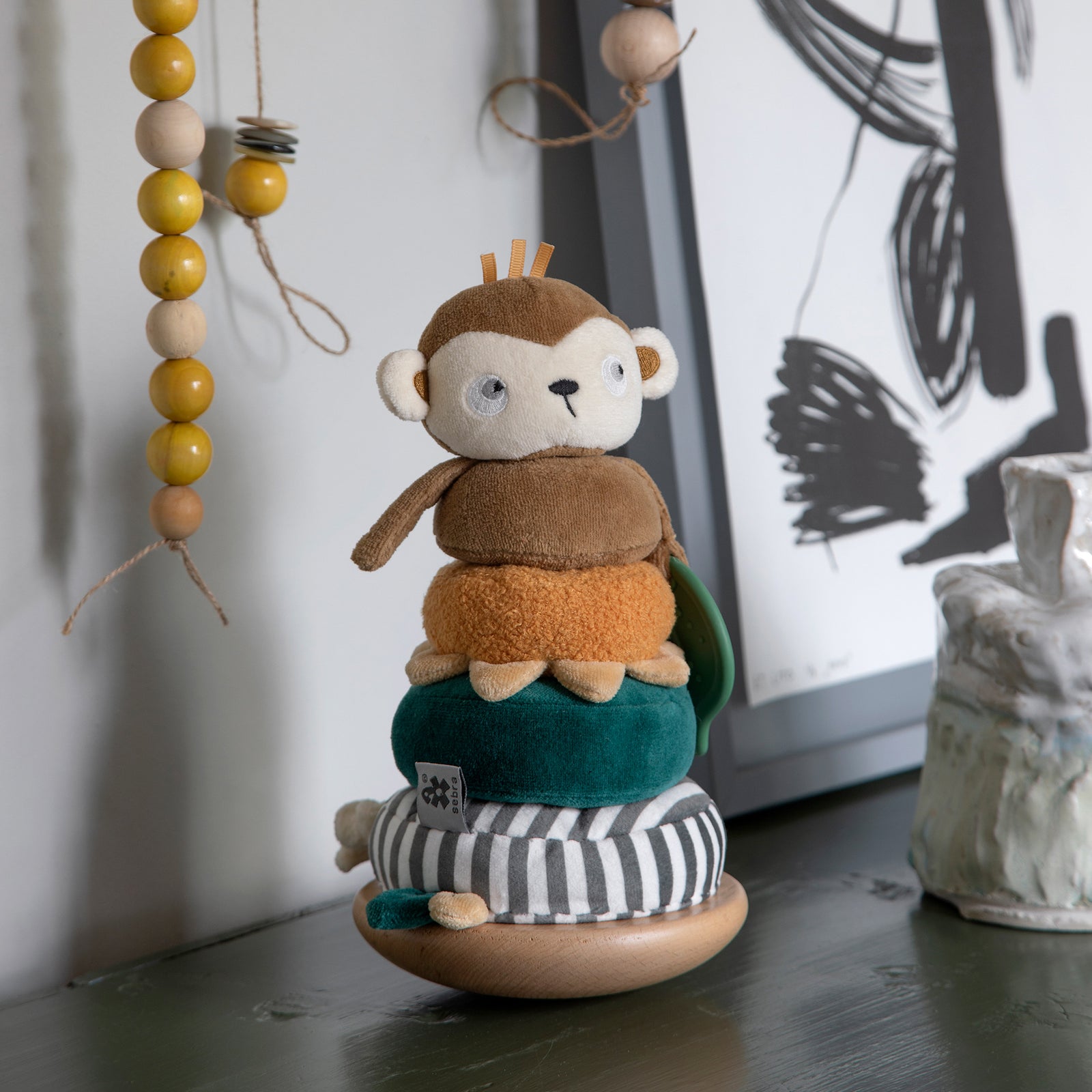 Stacking & tilting monkey, Maci - Sebra Play - Brown – sebra