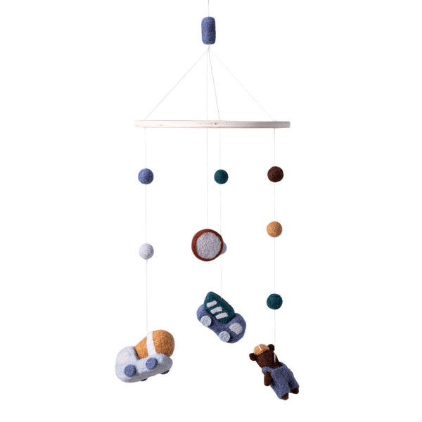Felted baby mobile, Busy Builders - Sebra Sleep - Blue